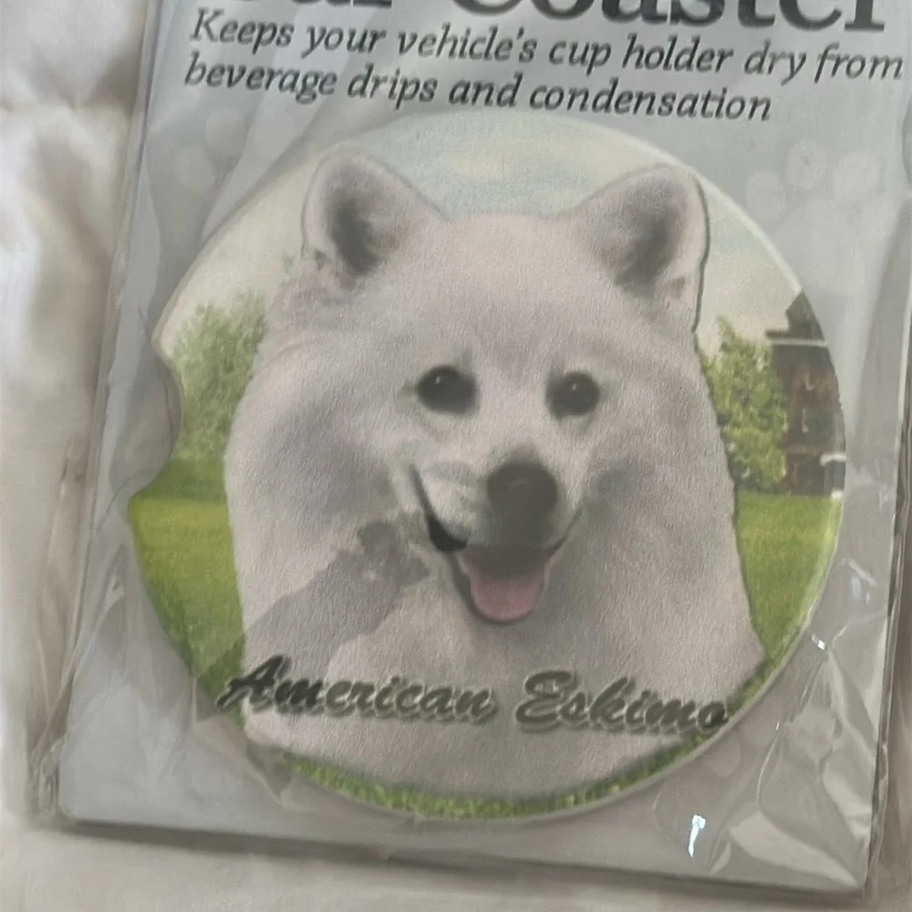 American‎ Eskimo Dog car coaster NEW E & S Pets Brand